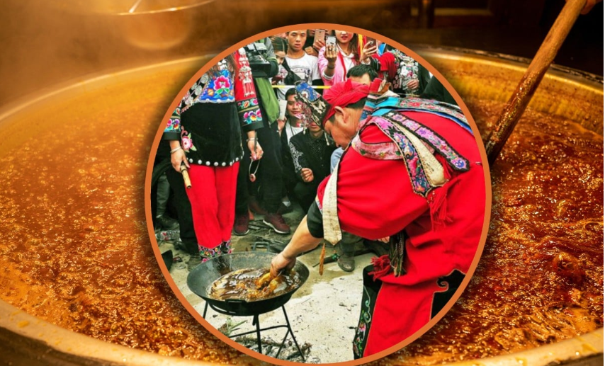 Суд по-китайски с помощью кипящего масла