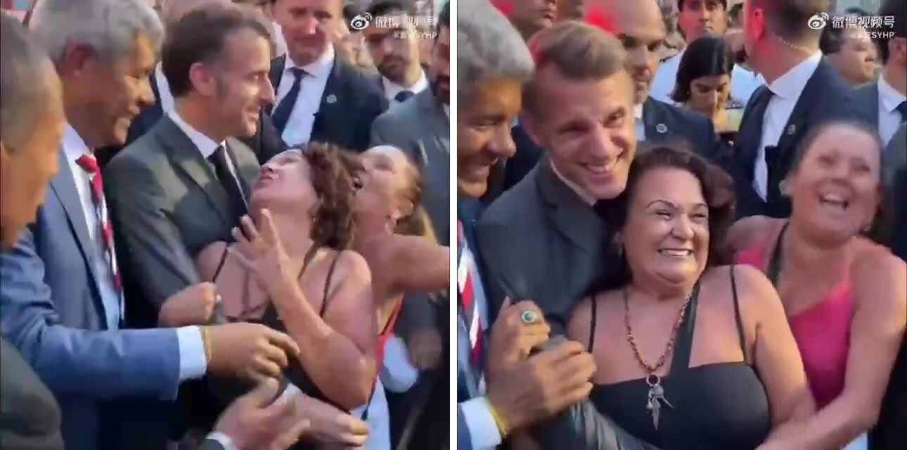 Неожиданный момент: Макрон и внимание двух женщин