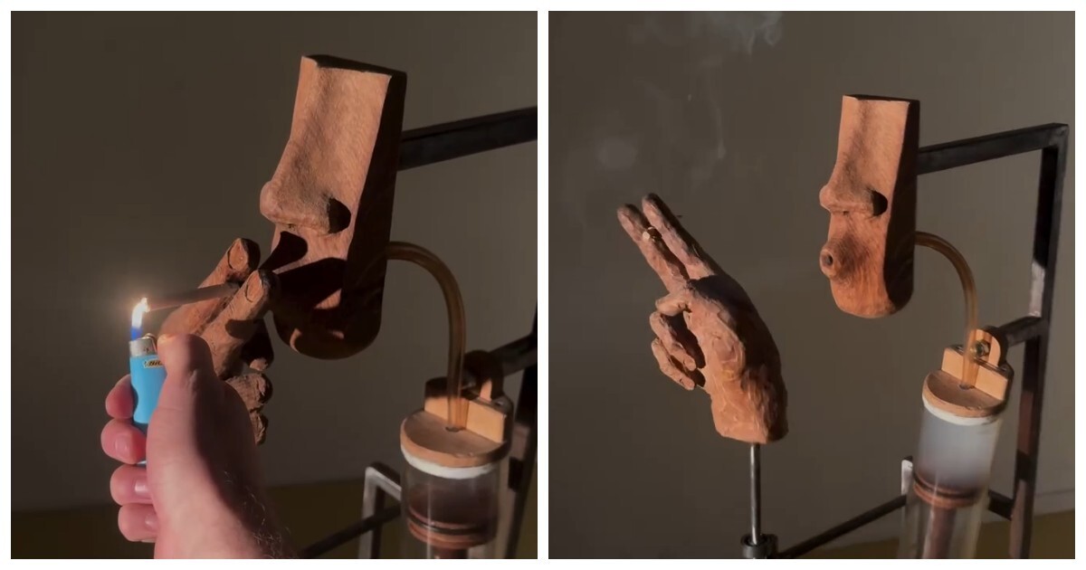 Инженерная скульптура, которая «курит» сама