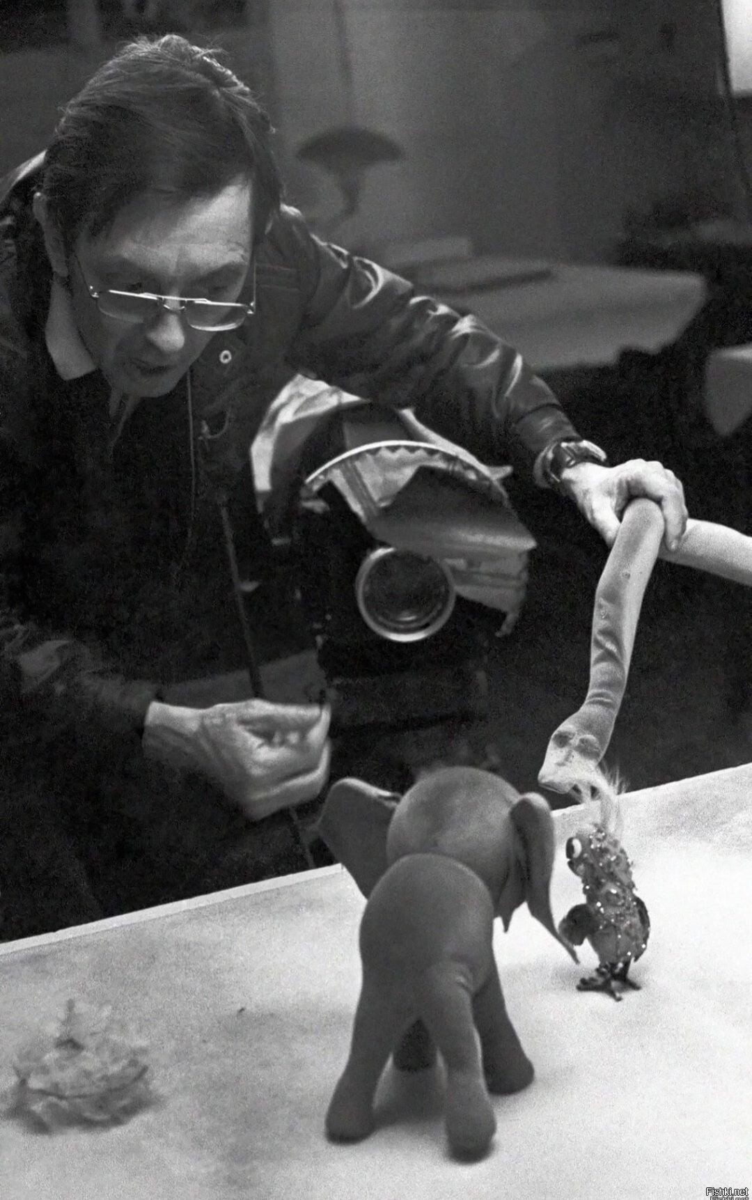 Съёмка мультфильма "38 попугаев" на студии "Союзмультфильм", 1977 год