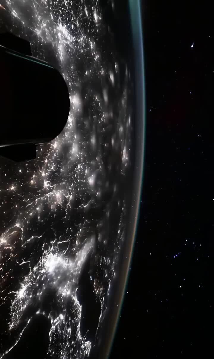 Ночная сторона Земли в иллюминаторе МКС