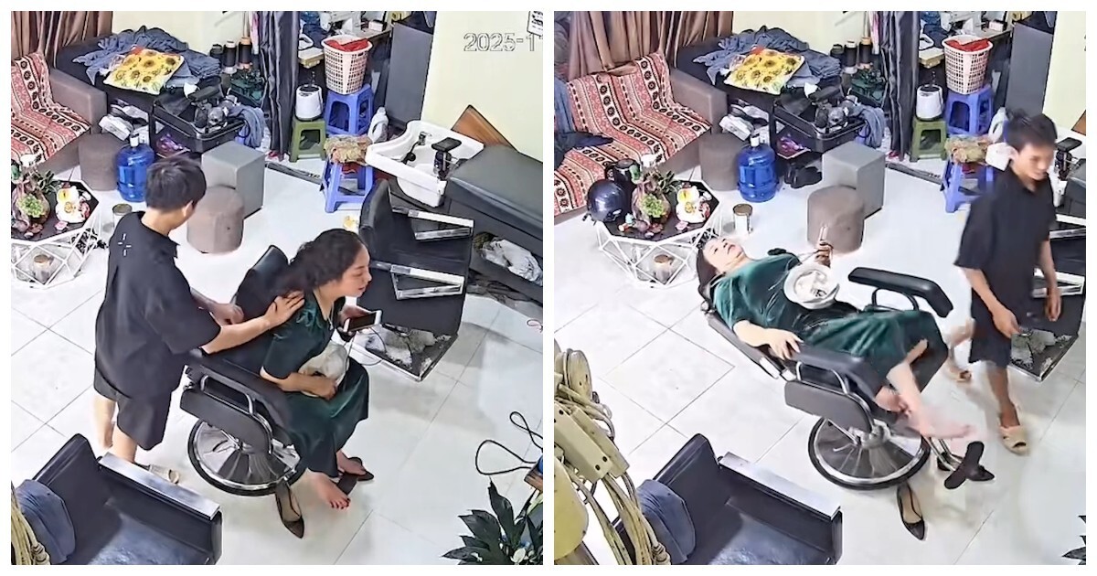 Небольшая неудача в салоне: женщина упала с кресла