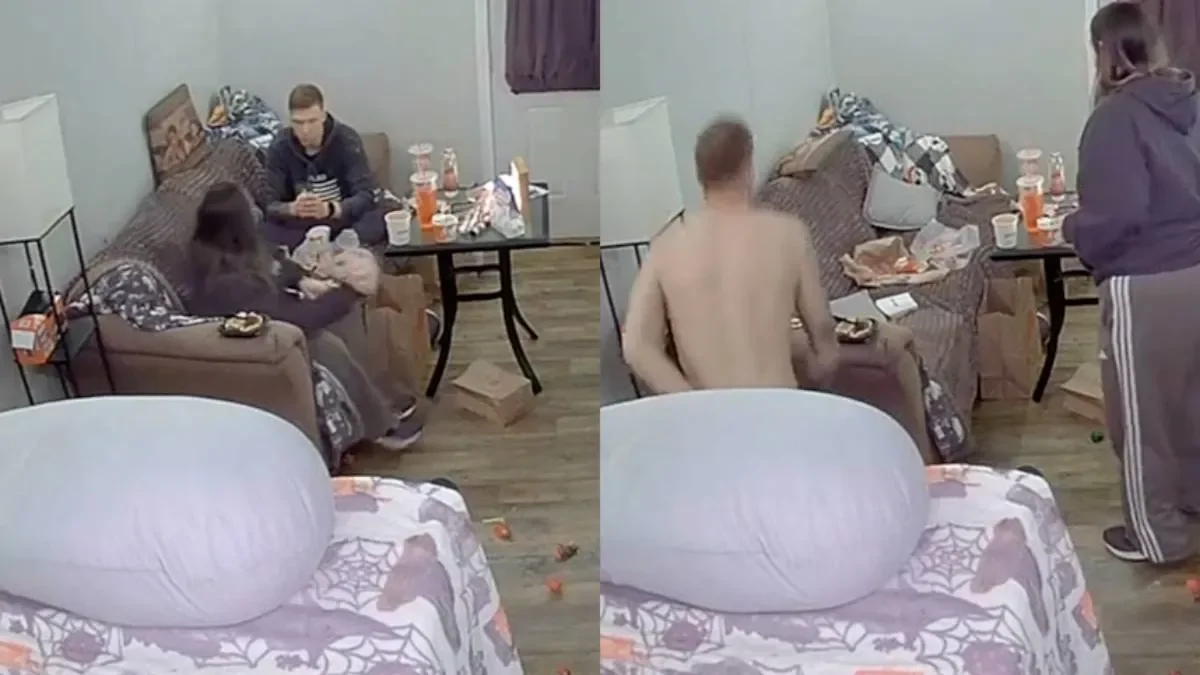 Мужчина в панике из-за паука