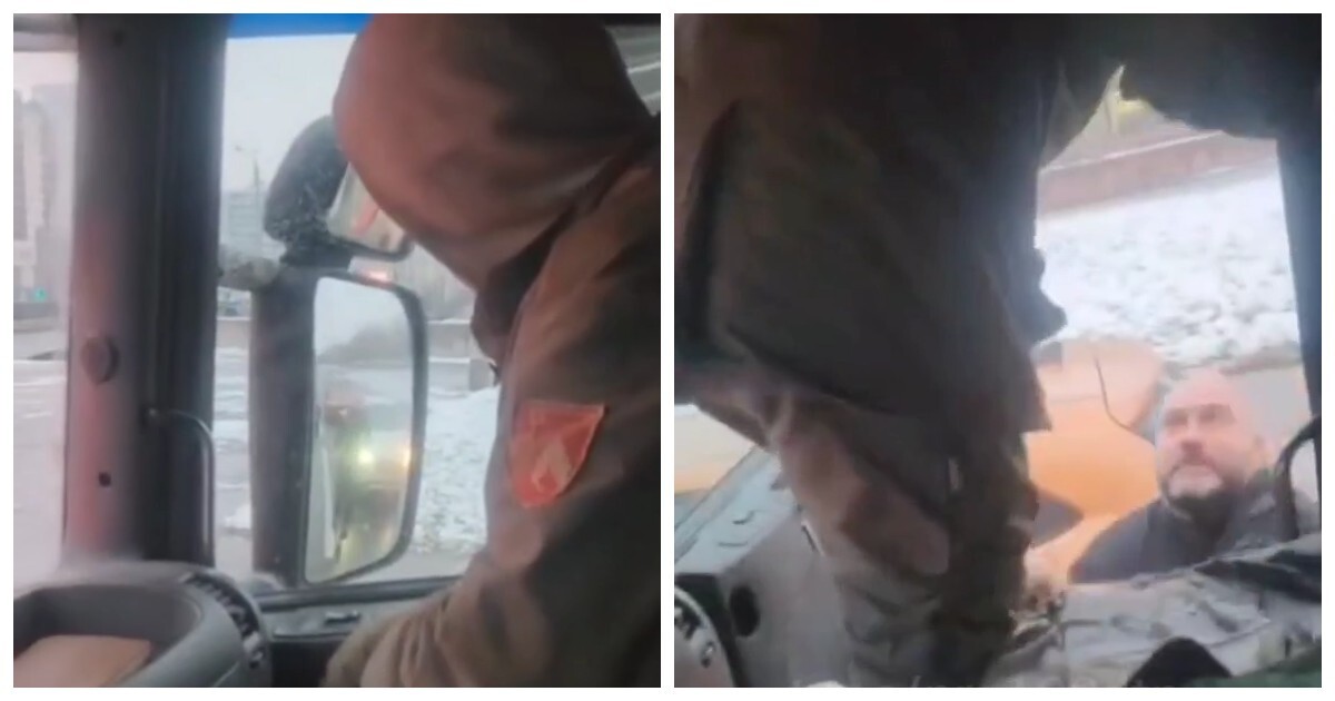 Легковушка против грузовика: водитель выскочил и устроил скандал