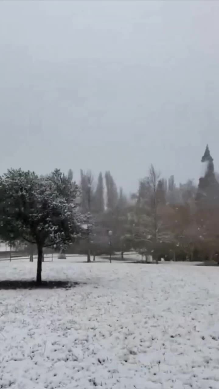 В испанской Памплоне осенний снег