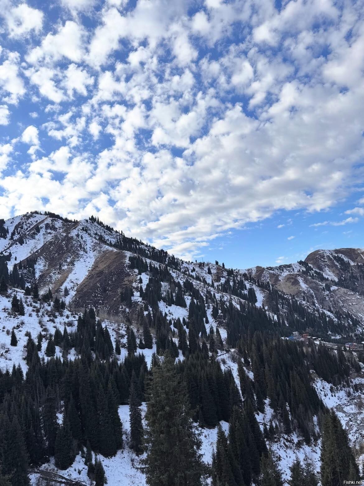 Из за тёплого ноября снег у нас в горах частично растаял