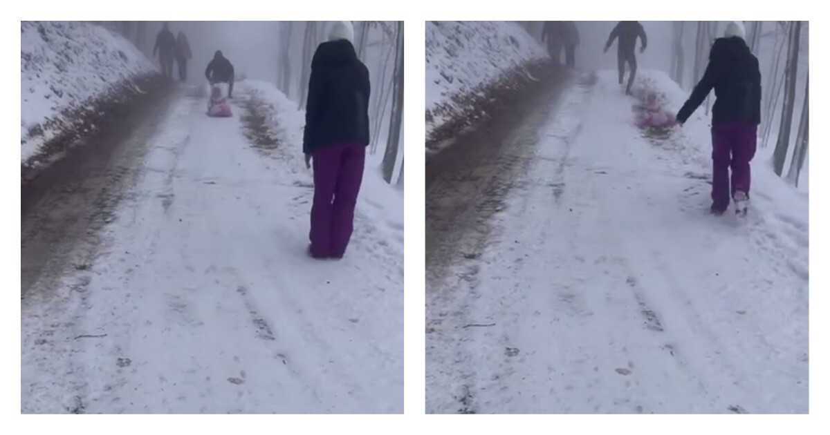 Ребенок чуть не пострадал во время катания с горки