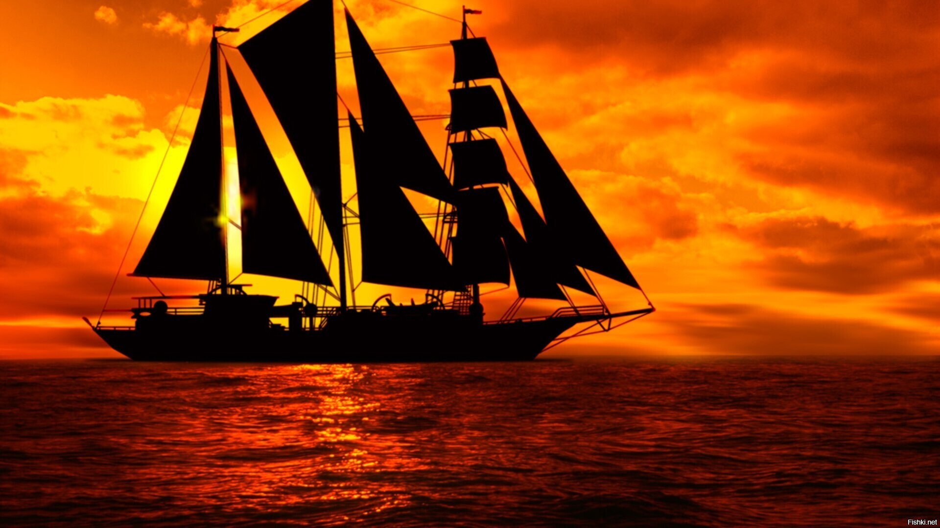 "Running on Waves"(Бегущая по волнам)— трёхмачтовая баркентина