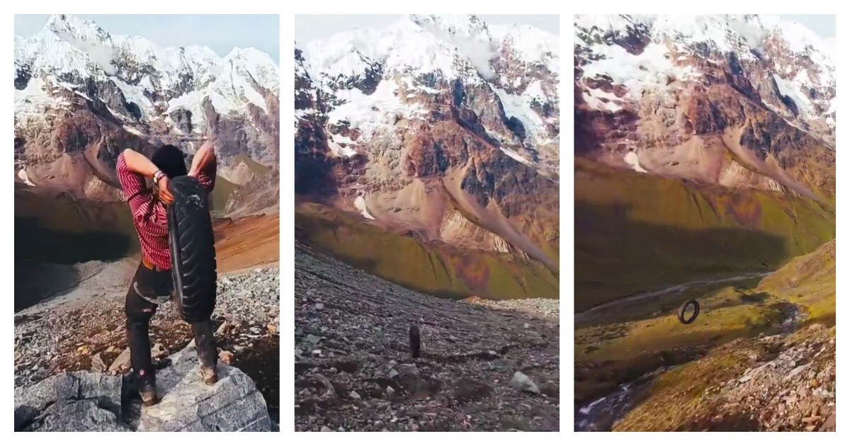 Эпичный спуск покрышки с горы