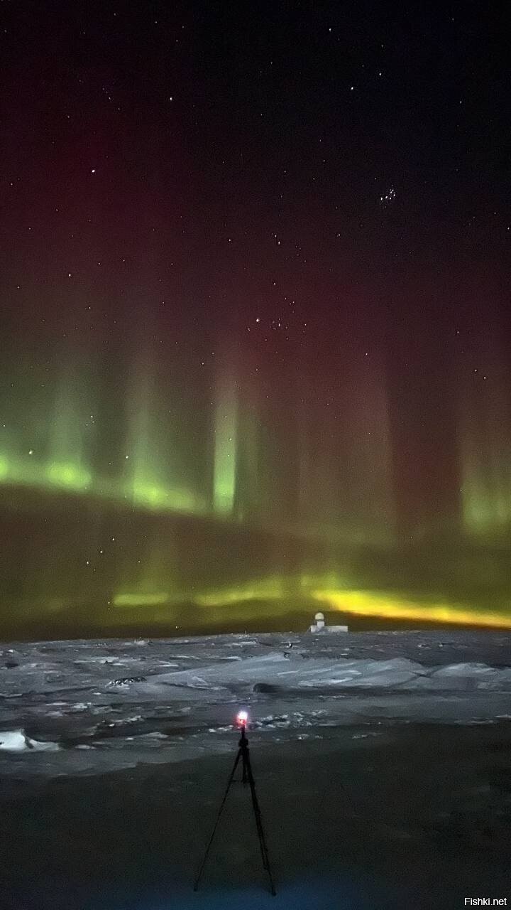Северное сияние у мыса Челюскин