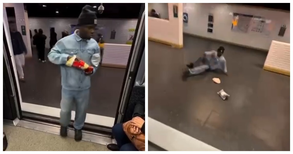 Пассажира метро «самоудалили» за выброшенный мусор