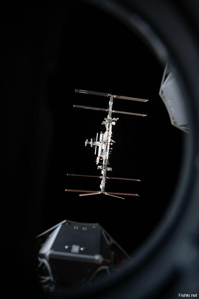 МКС , сфотографированная с борта корабля Crew Dragon