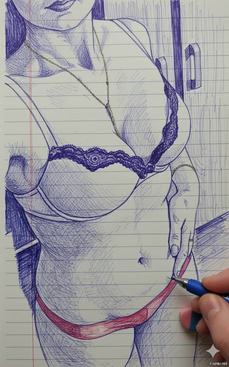 Рисунок шариковыми ручками