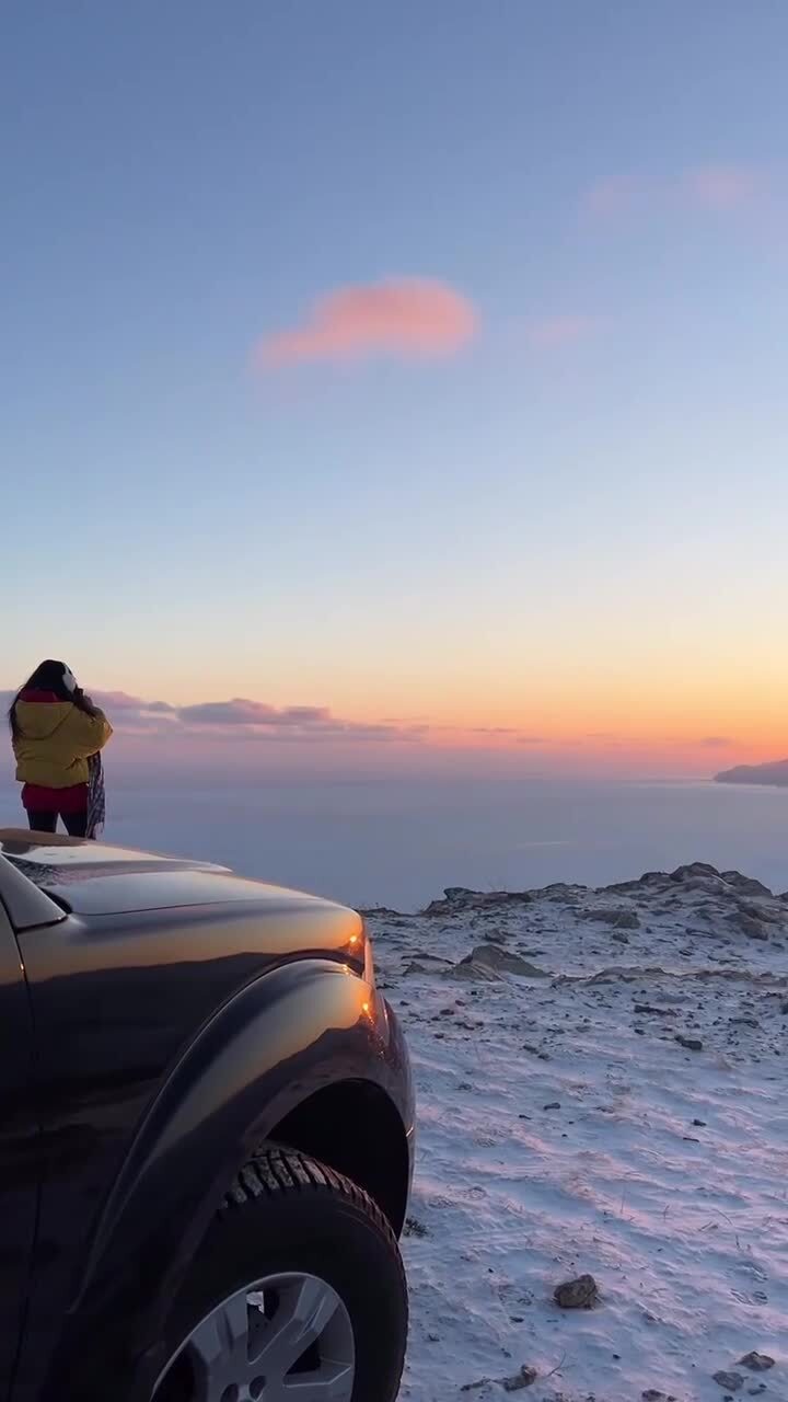 Зимний закат на Байкале