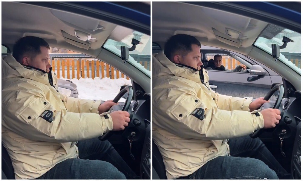 Когда подрезал его, а он подъехал на светофоре