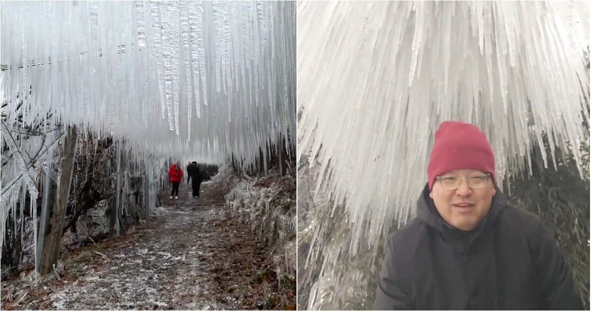 В Китае туристы массово ходят по самому опасному зимнему маршруту
