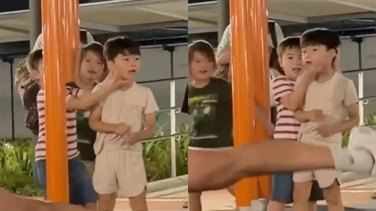 Самый внимательный зритель на детской площадке