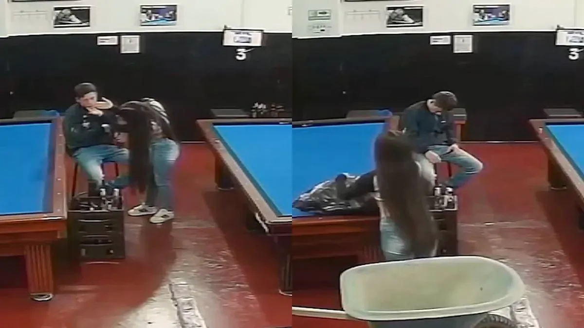 Парень уснул в бильярдном клубе, а девушка проявила находчивость