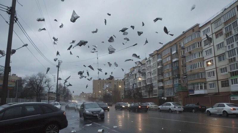 В Омске мужчина улетел с крыши во время урагана