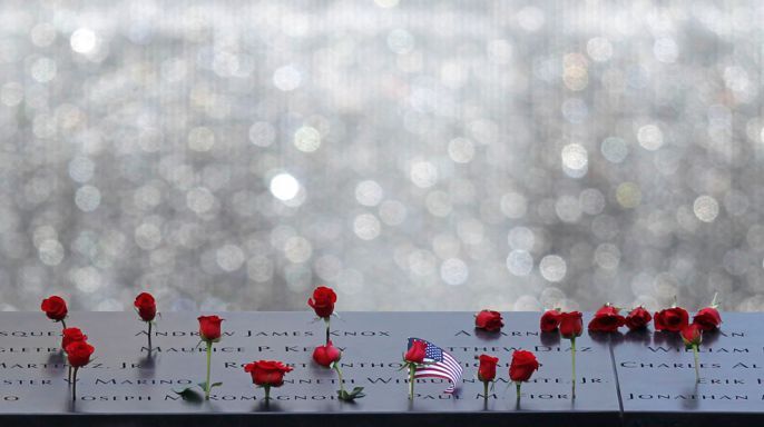 Roses left at ground zero 