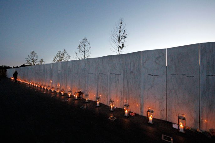 Candles burning at the memorial 