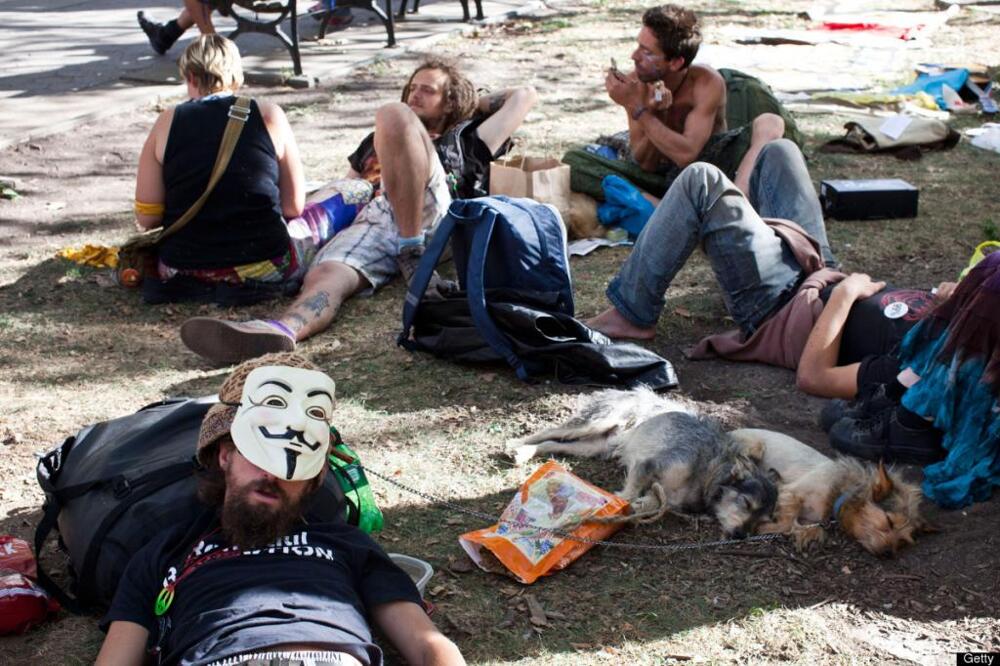 Occupy Movement group lays in the park 