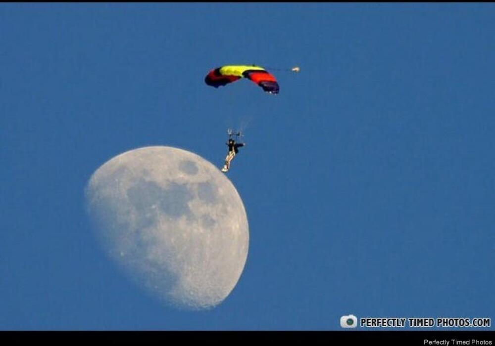 Skydiver Lands On The Moon! 