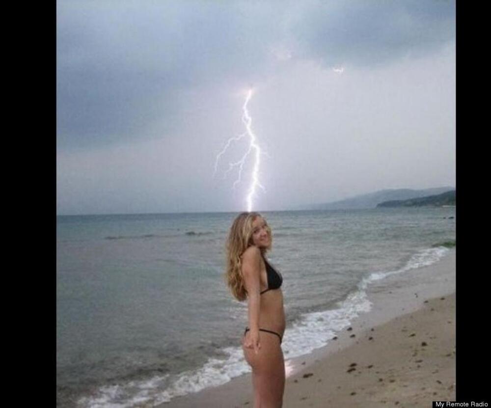 Lightening on the beach Strikes girl 