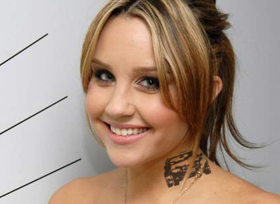 Amanda Bynes Neck Tattoo 