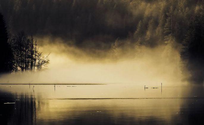 Smoke coming off the lake 