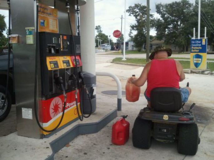 Lawn Mower Gas Station Fill Up 