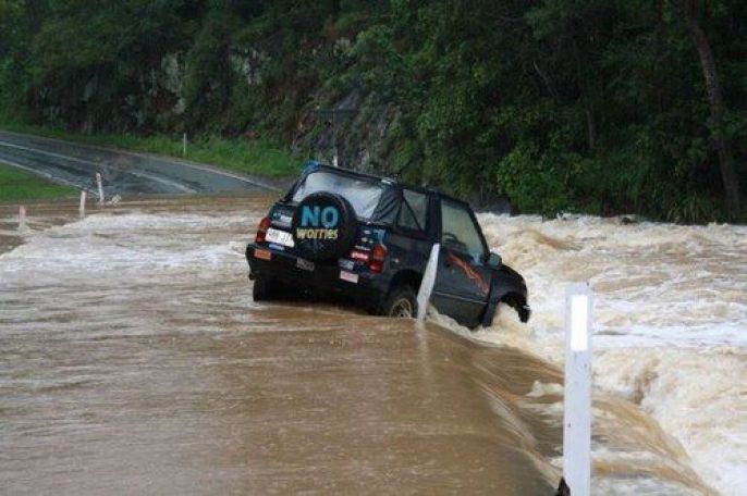 Car in a flash Flood 