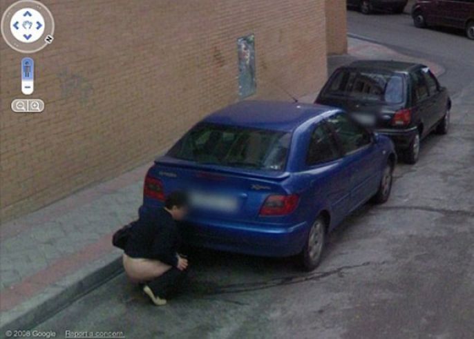 Woman Peeing Behind Car 