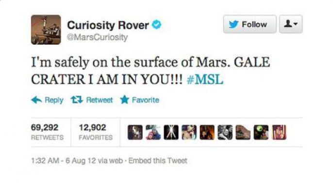 Curiosity Rover Tweet 