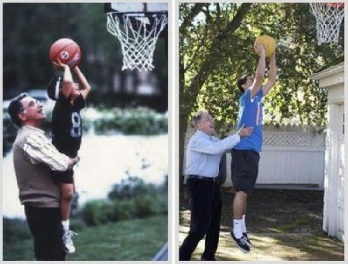 Then and Now Basketball Shot 