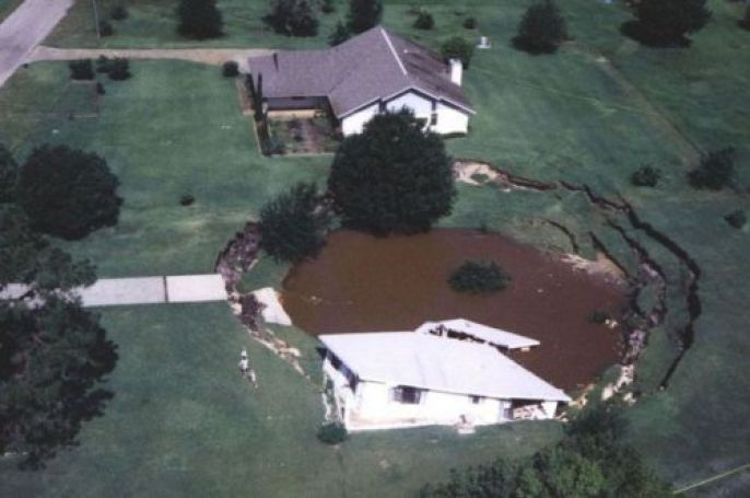 House in large Sinkhole  