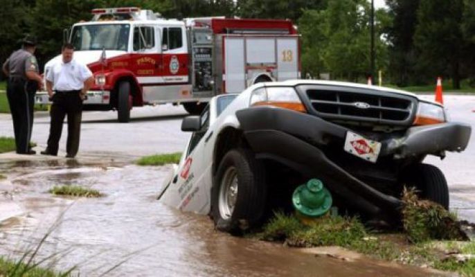 Car sunk in Sinkhole  