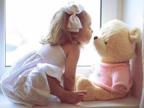 Girl Spending Time With Her Teddy Bear 