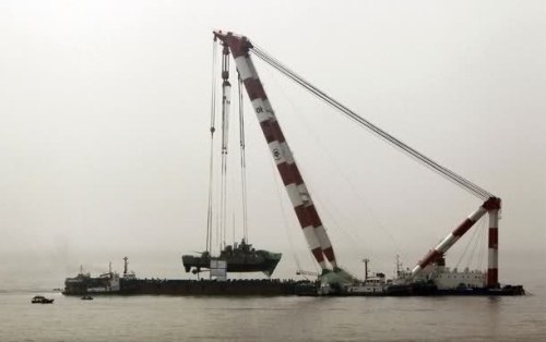 Navy Ship on Crane 