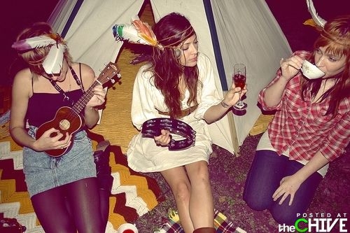 Hipster Girls Camping 