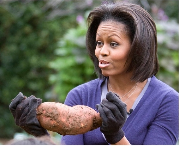 Michelle Obama and a dirty potato