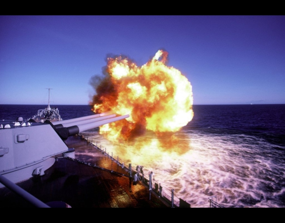 USS Iowa (BB 61) Gun Fire 