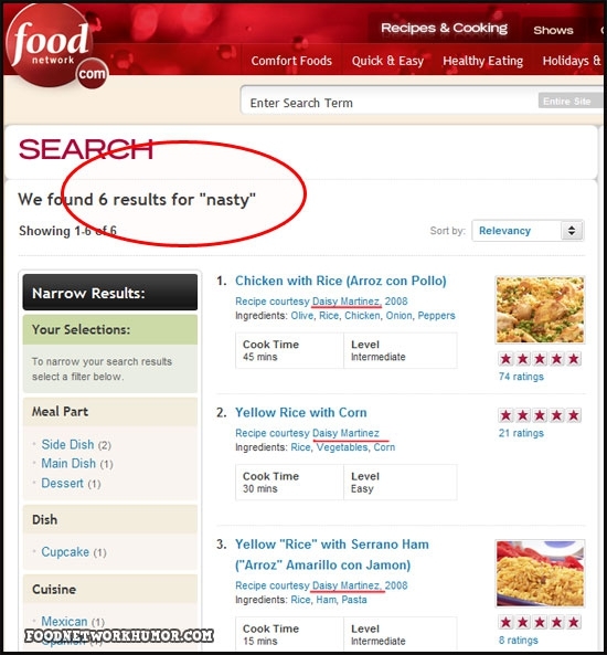 Food Network Search FAILS