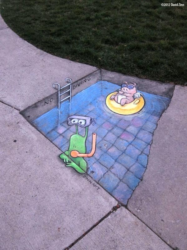 Clever Chalk Art by David Zinn