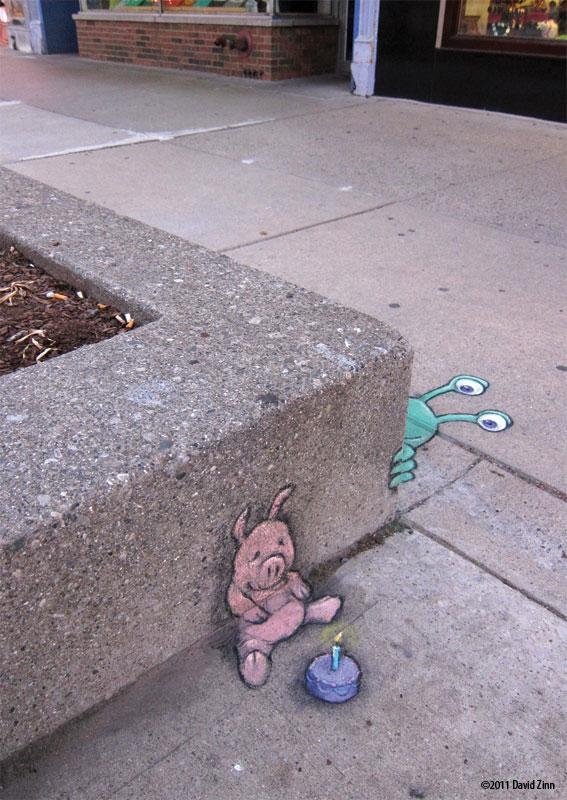 Clever Chalk Art by David Zinn