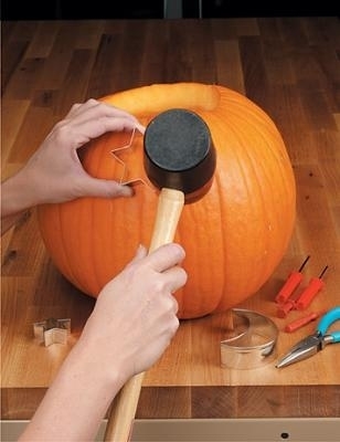 Use a cookie cutter + a mallet