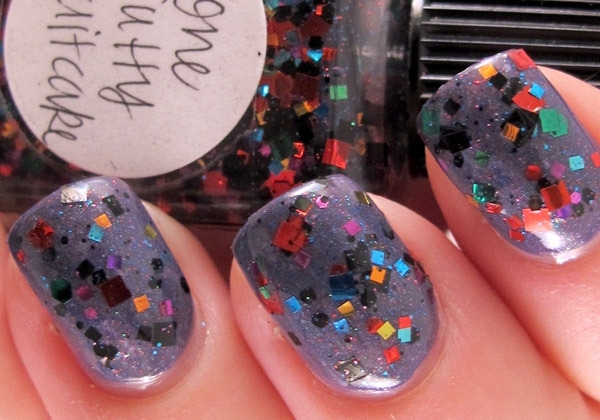 The first coat of chunky glitter polishes should be dabbed, not brushed on.