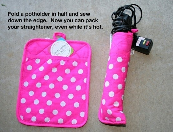 Keep a hair straightener in an oven mit
