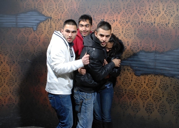 Bro's begin scared at haunted houses 