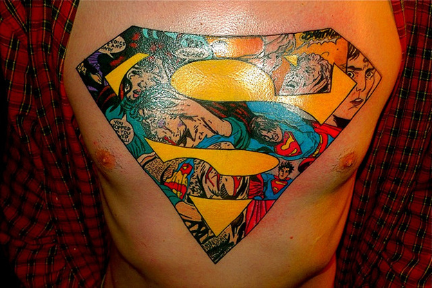 Super-man Chest Tattoo